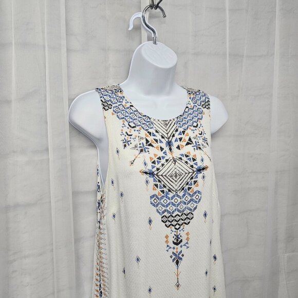 Ecote White Blue Tunic Tank Aztec Boho Festival M - Picture 3 of 11